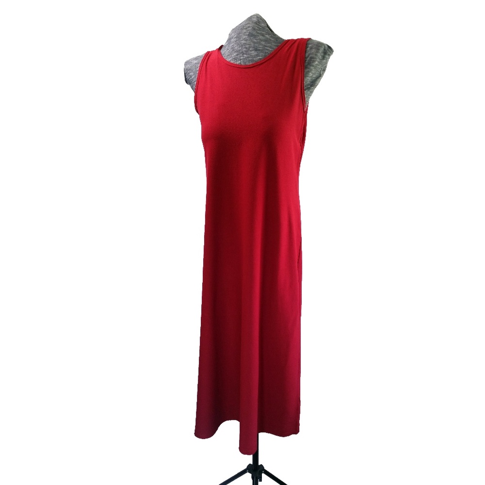 Eileen Fisher Red Sleeveless Maxi Dress Medium